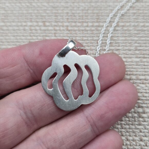 18 Inch Sterling Silver Cloud Cutout Style Pendant Necklace A6171 - Picture 4 of 7